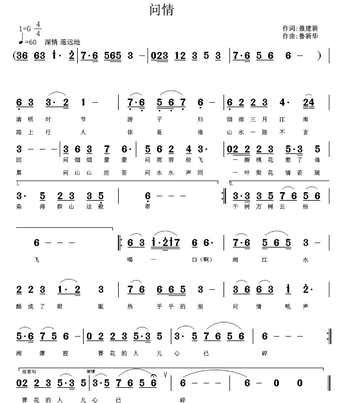 问情（聂建新词 鲁新华曲）