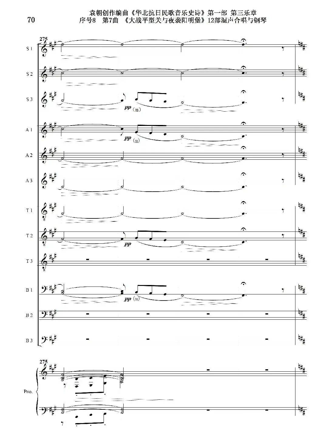 序号8第7曲《大战平型关与夜袭阳明堡》Ⅰ合唱团与钢琴