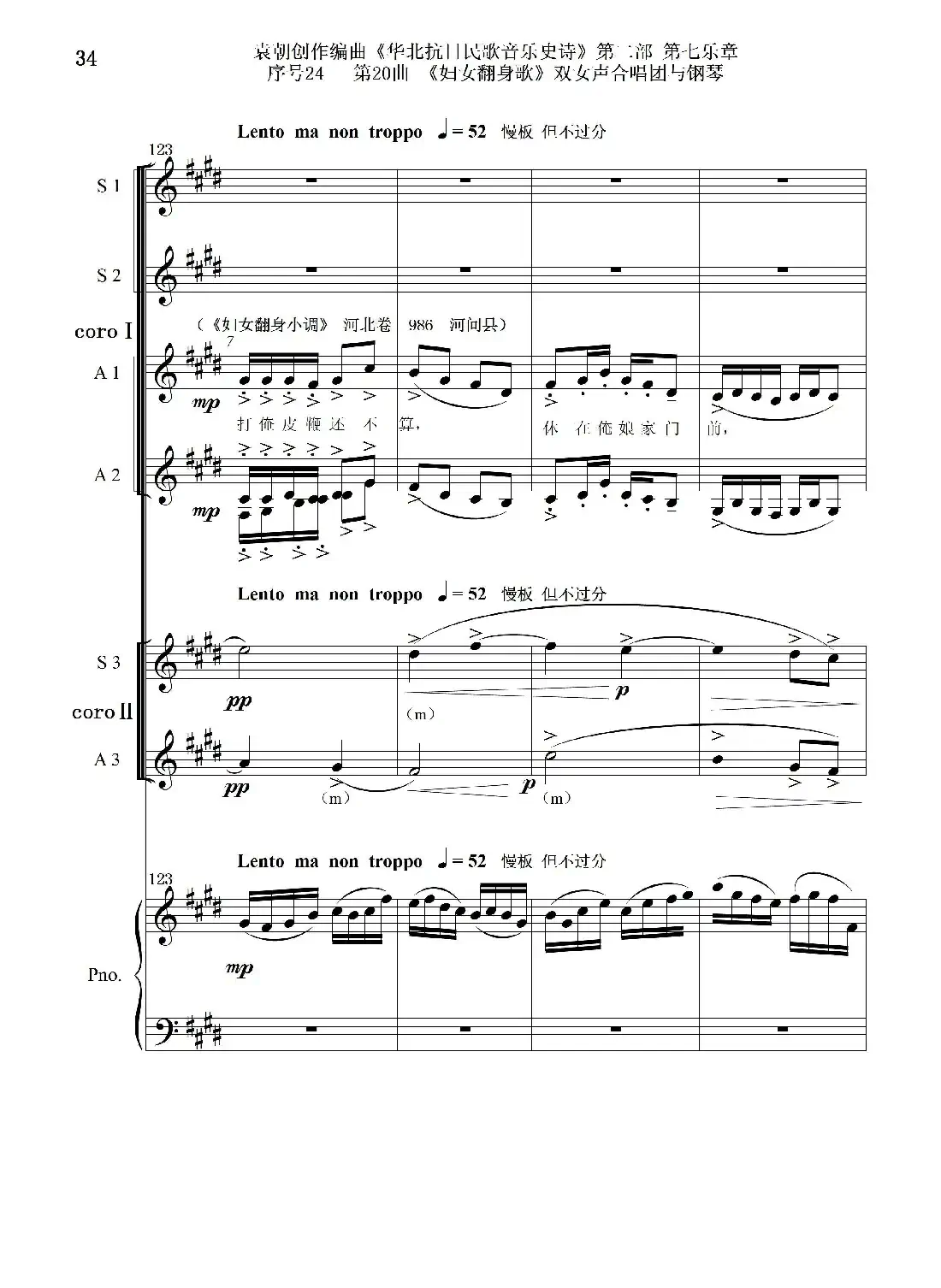 序号24第20曲《妇女翻身歌》双女声合唱团与钢琴