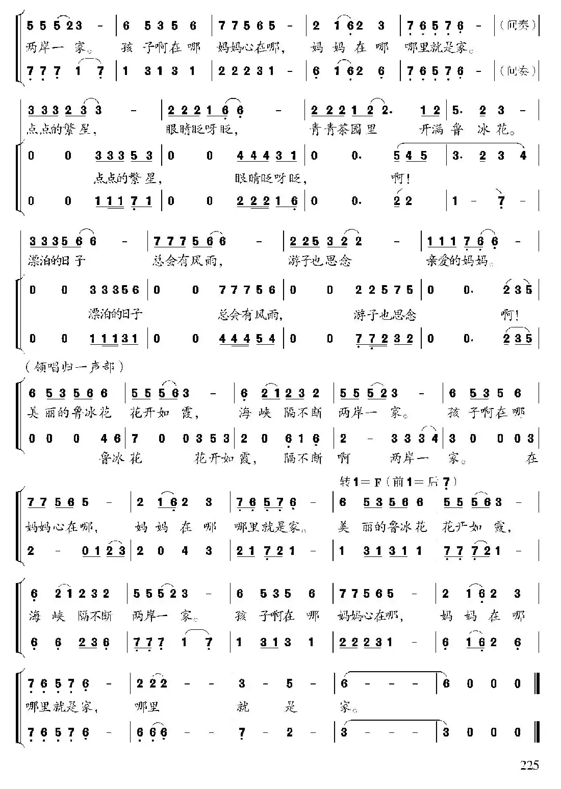 鲁冰花开(合唱)