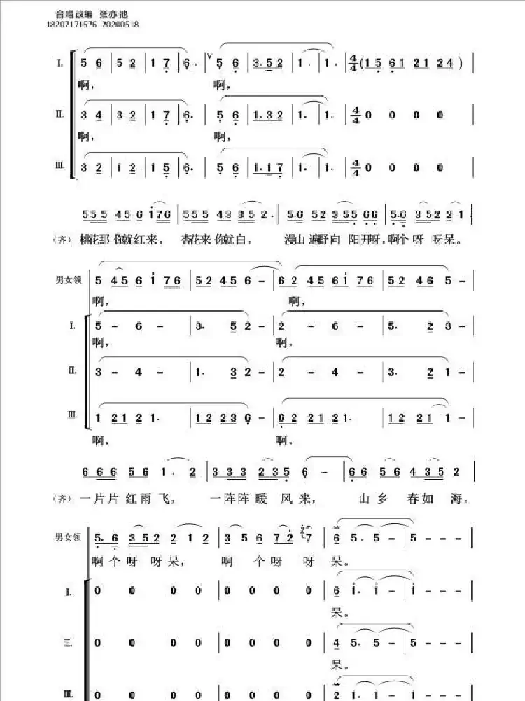 桃花红 杏花白(亦弛改编)(领唱 合唱)