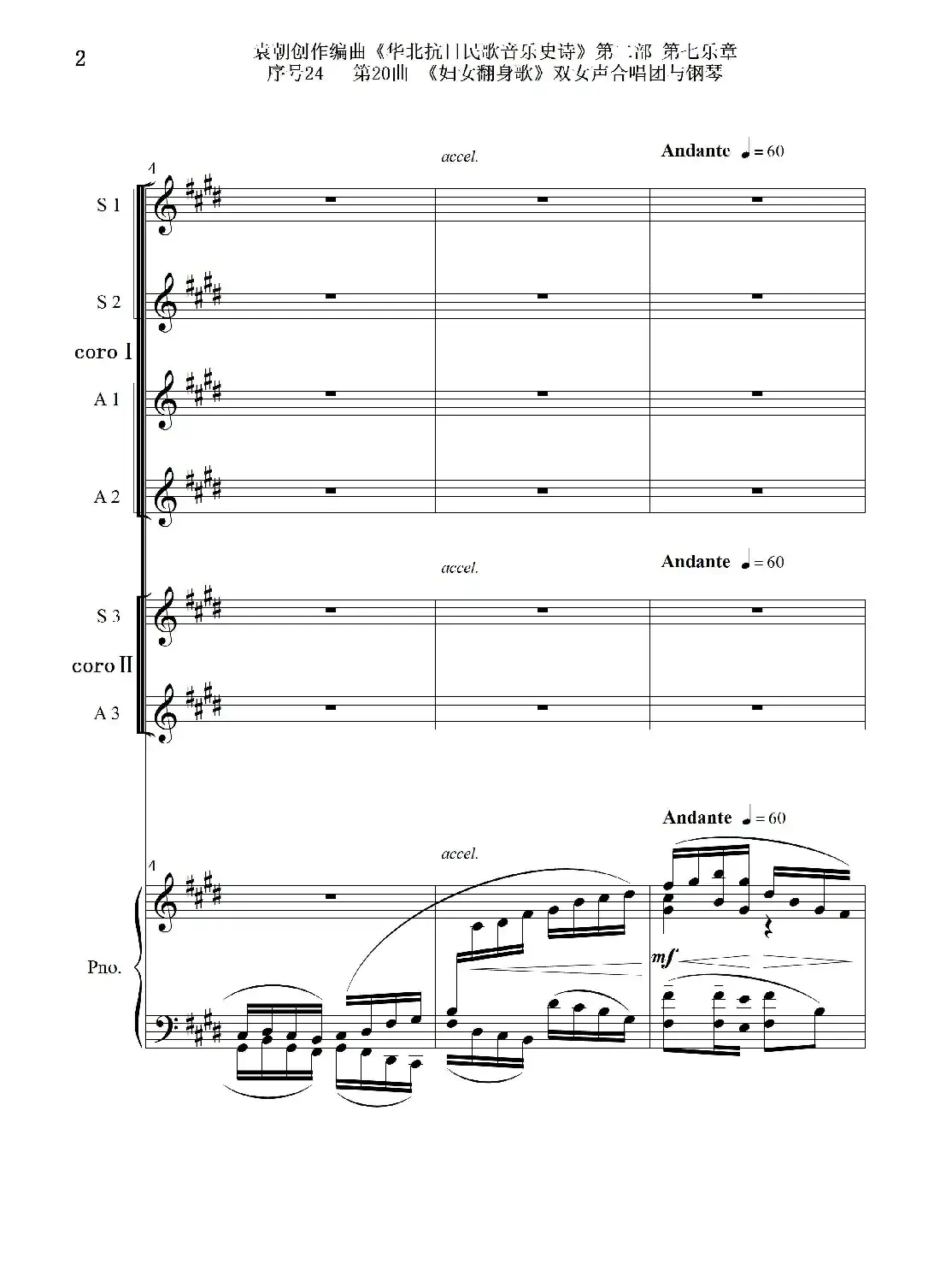 序号24第20曲《妇女翻身歌》双女声合唱团与钢琴