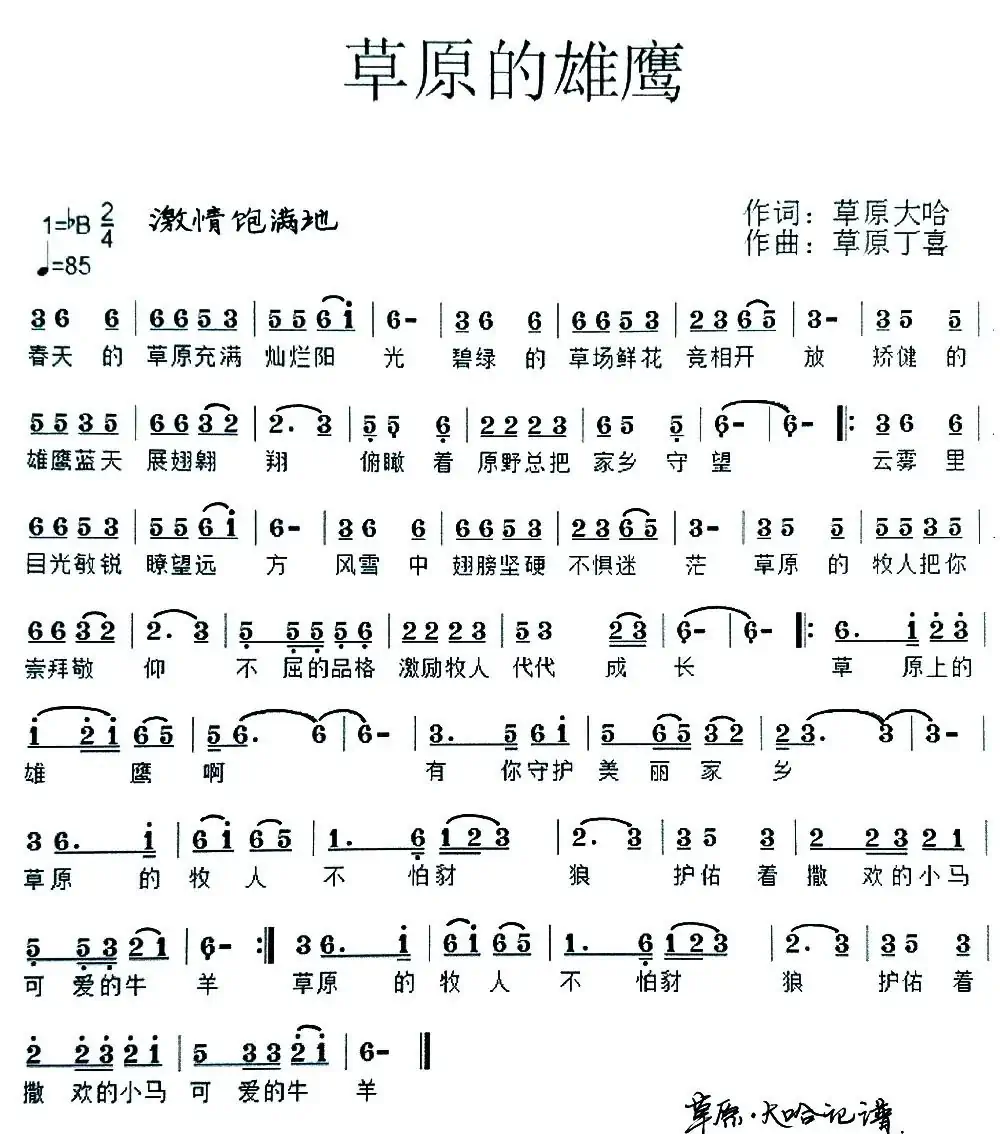 草原的雄鹰(草原大哈词 草原丁喜曲)