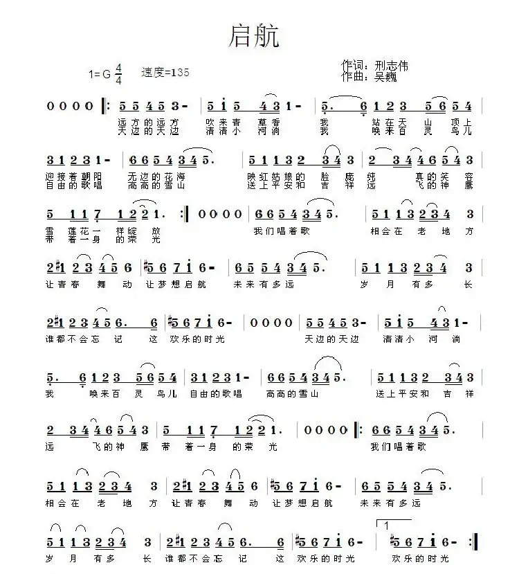 启航(邢志伟词 吴巍曲)