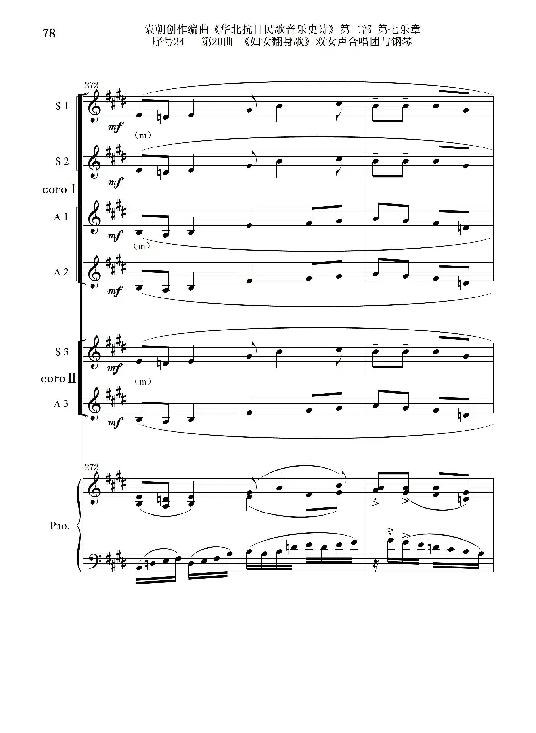 序号24第20曲《妇女翻身歌》双女声合唱团与钢琴