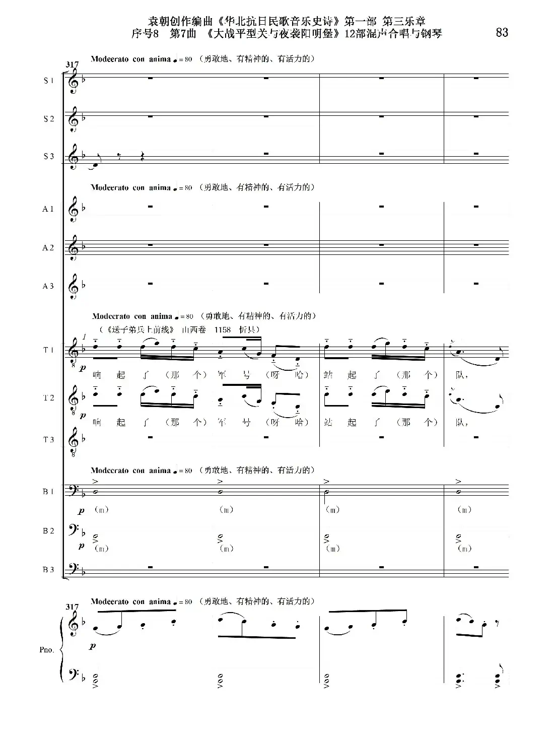 序号8第7曲《大战平型关与夜袭阳明堡》Ⅰ合唱团与钢琴