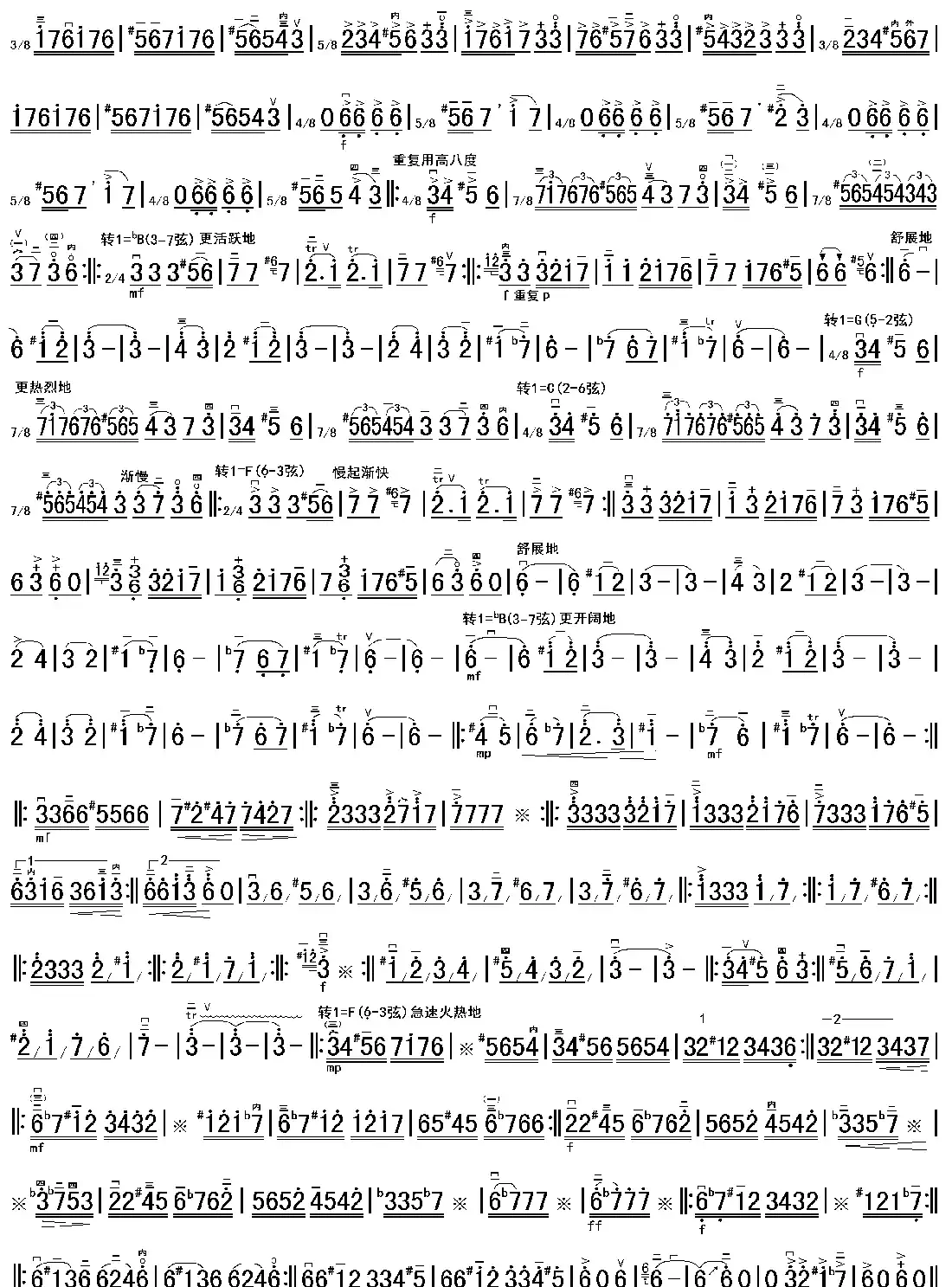 阳光照耀着塔什库尔干二胡谱（双页高清）