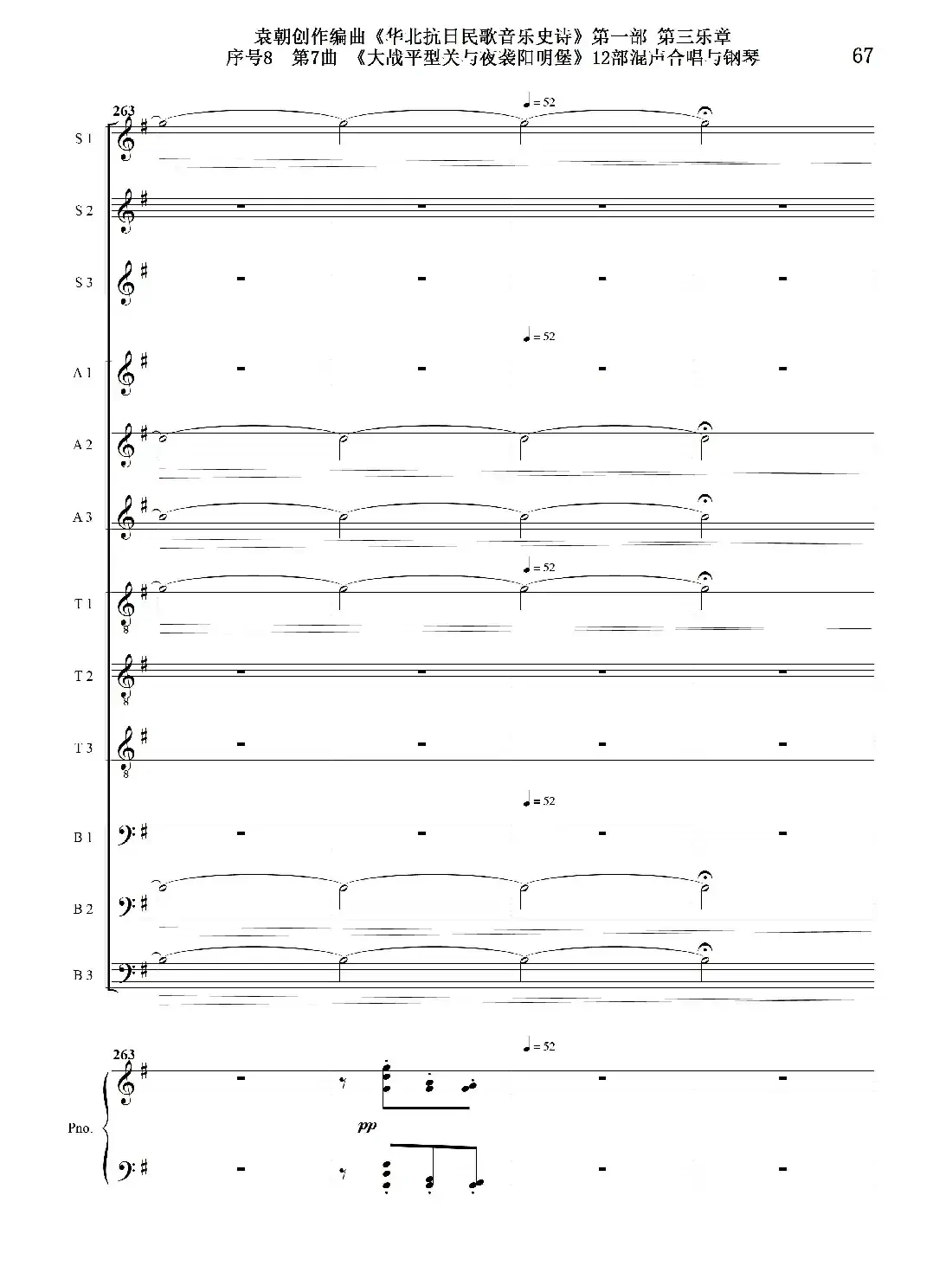 序号8第7曲《大战平型关与夜袭阳明堡》Ⅰ合唱团与钢琴