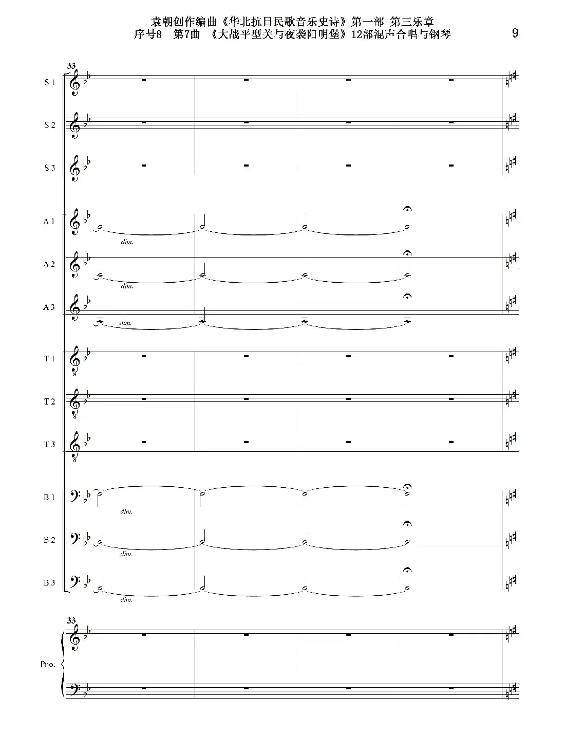 序号8第7曲《大战平型关与夜袭阳明堡》Ⅰ合唱团与钢琴