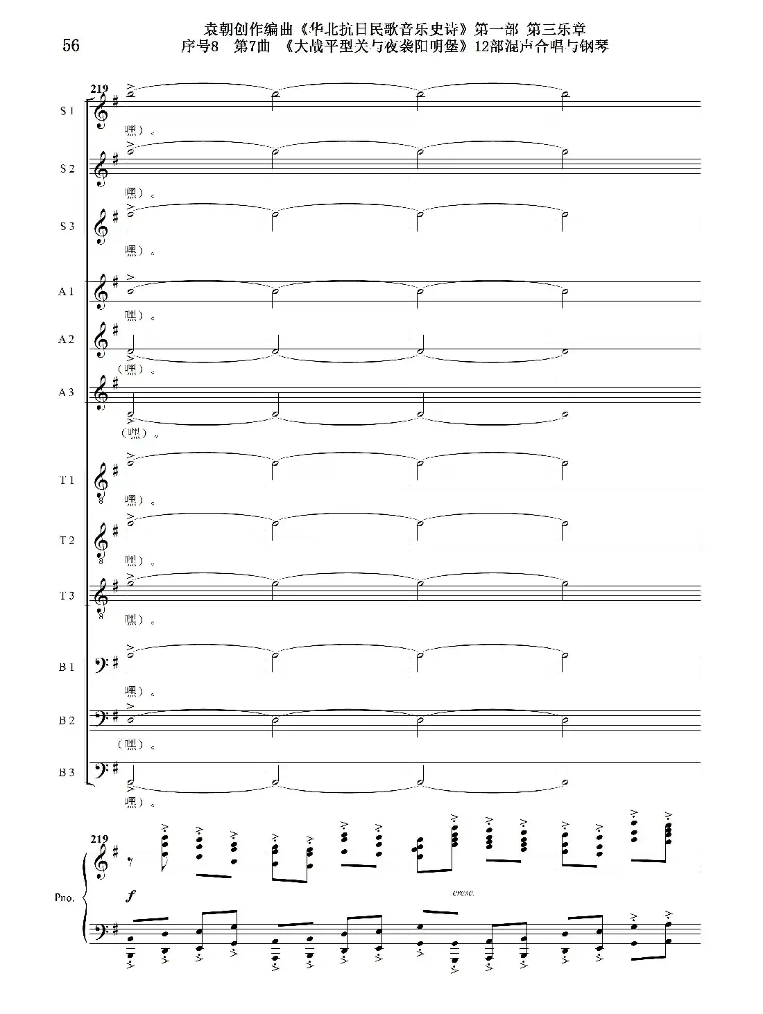 序号8第7曲《大战平型关与夜袭阳明堡》Ⅰ合唱团与钢琴