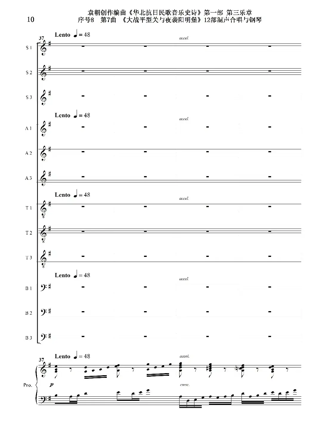 序号8第7曲《大战平型关与夜袭阳明堡》Ⅰ合唱团与钢琴