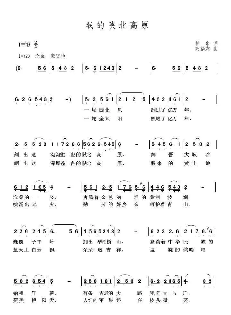 我的陕北高原（柏泉 词  高福友 曲）