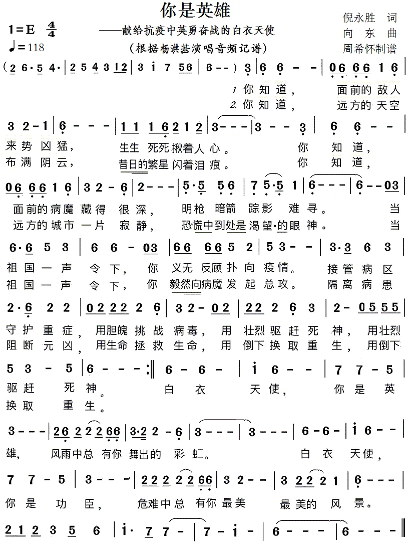 你是英雄（——献给抗疫中英勇奋战的白衣天使）