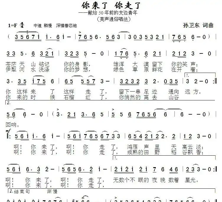 你来了你走了（孙卫东词曲）