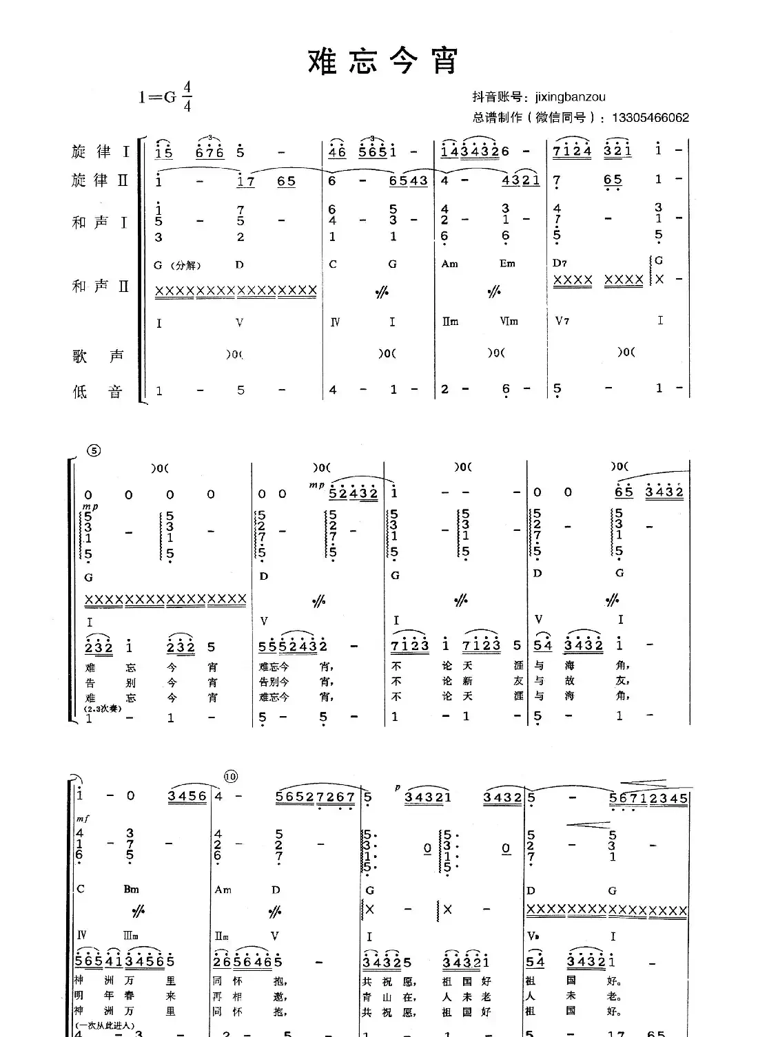 难忘今宵（乐队总谱）