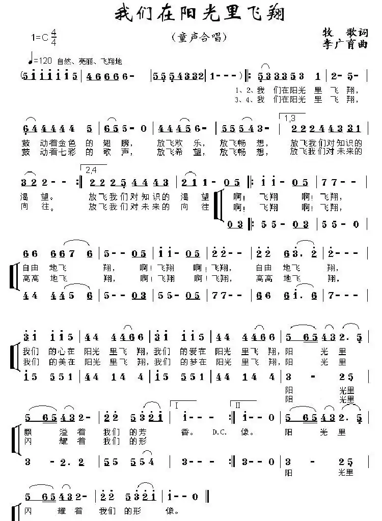 我们在阳光里飞翔（合唱）