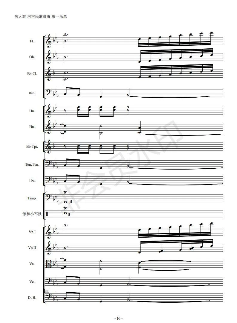 河南民歌组曲（第一乐章。共四个乐章）