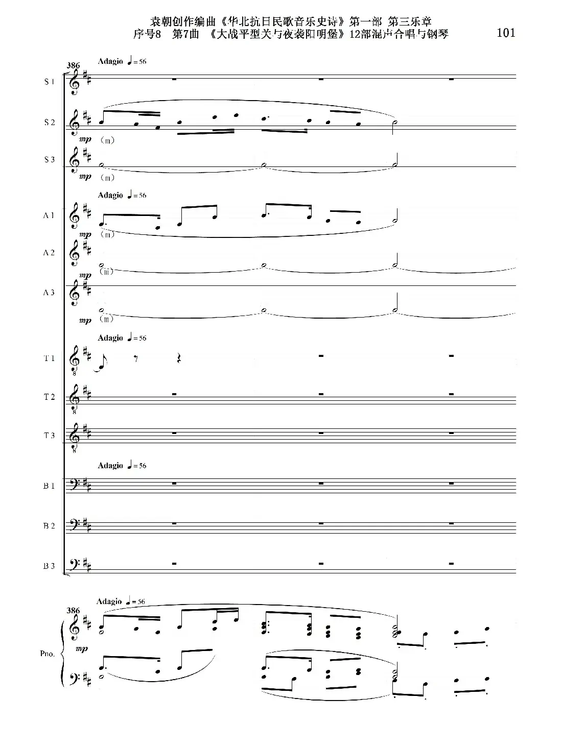 序号8第7曲《大战平型关与夜袭阳明堡》Ⅰ合唱团与钢琴
