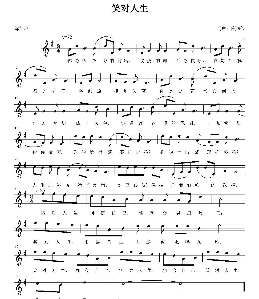 笑对人生（陈鹏伟 词曲）
