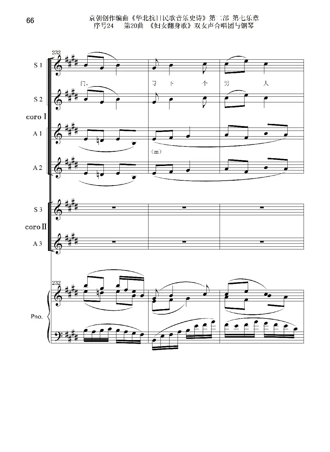 序号24第20曲《妇女翻身歌》双女声合唱团与钢琴