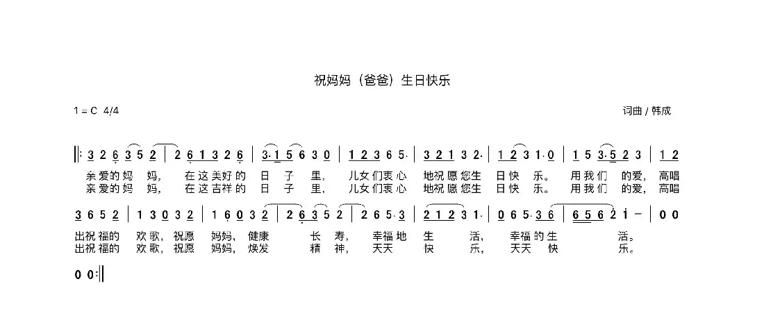 祝妈妈(爸爸)生日快乐