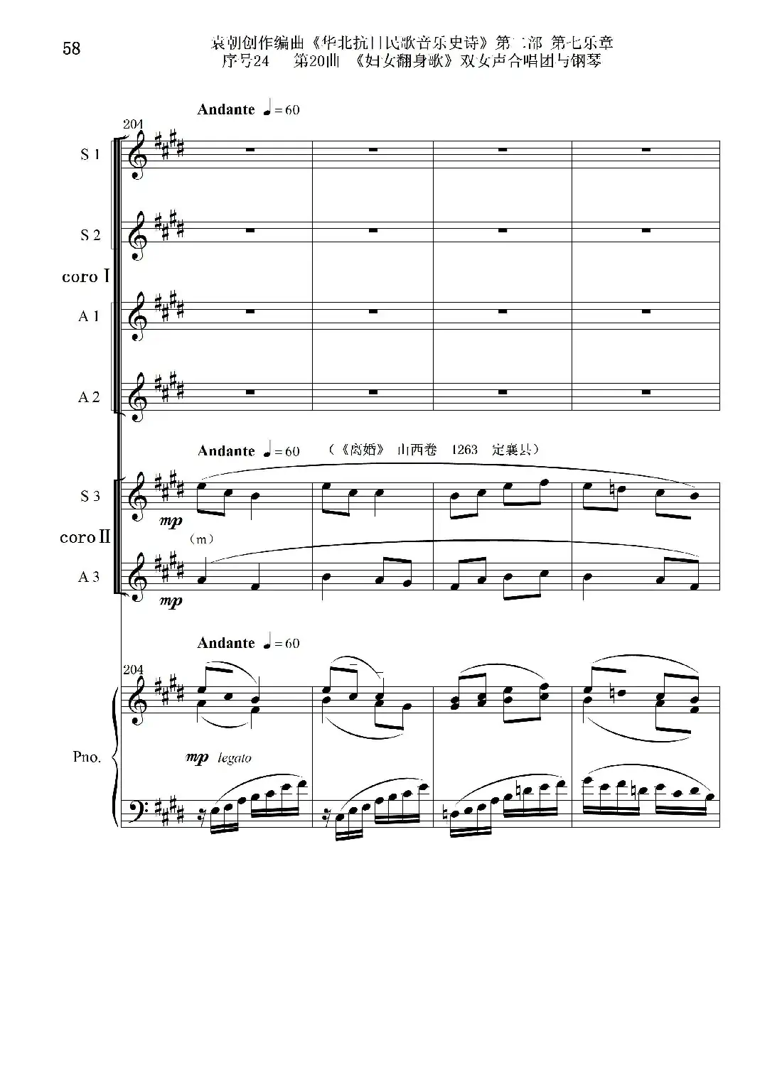 序号24第20曲《妇女翻身歌》双女声合唱团与钢琴
