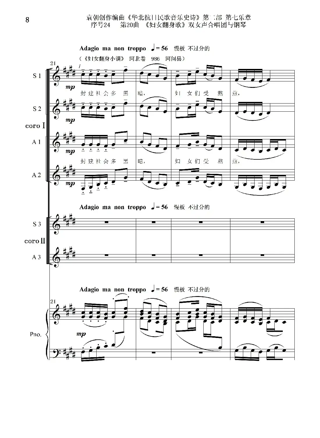 序号24第20曲《妇女翻身歌》双女声合唱团与钢琴