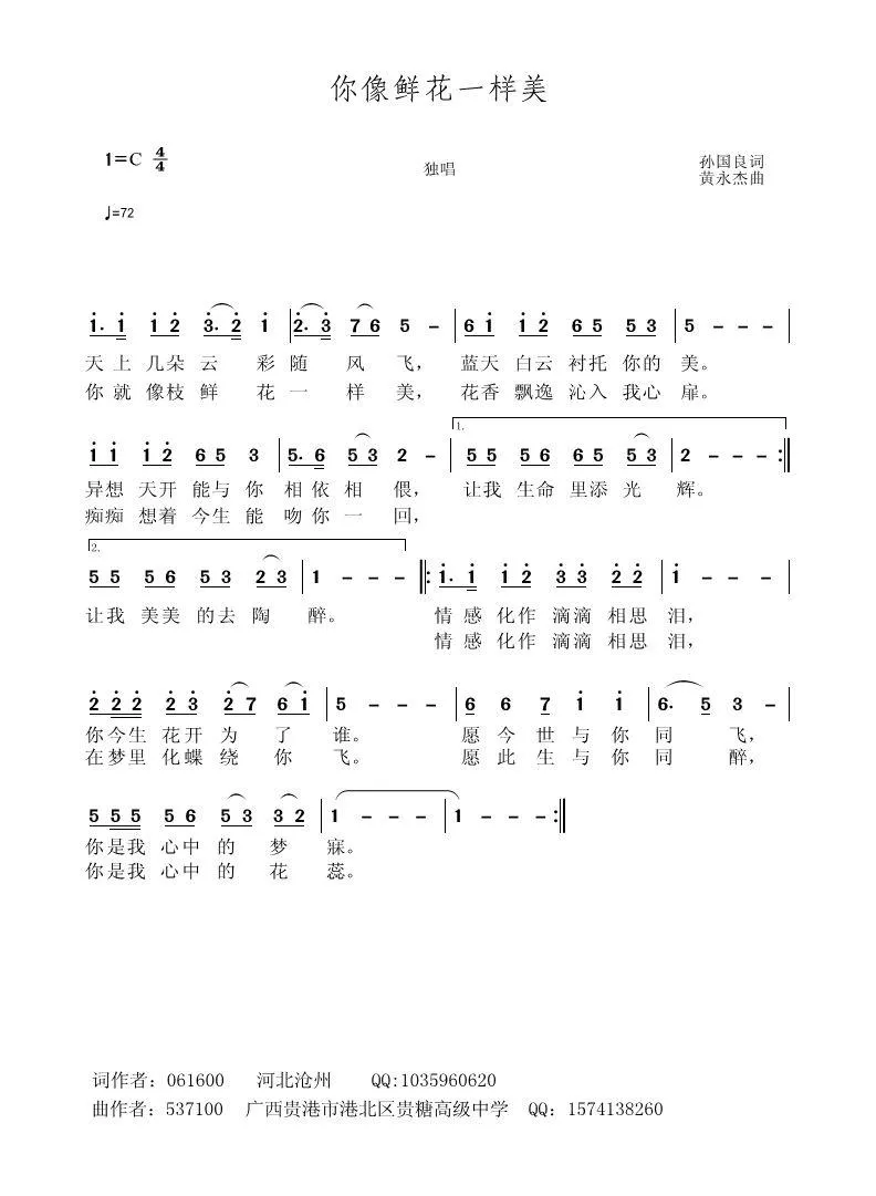 你像鲜花一样美