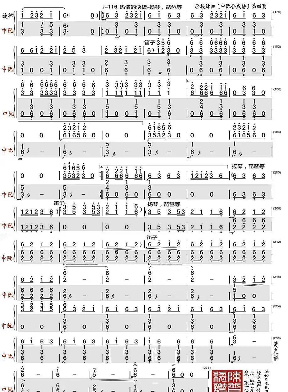 瑶族舞曲(中阮合成谱)