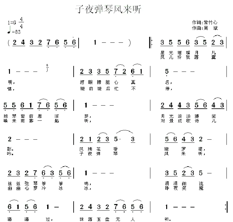 子夜弹琴风来听