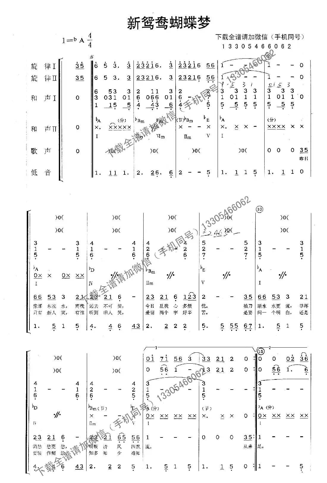 新鸳鸯蝴蝶梦（乐队总谱）