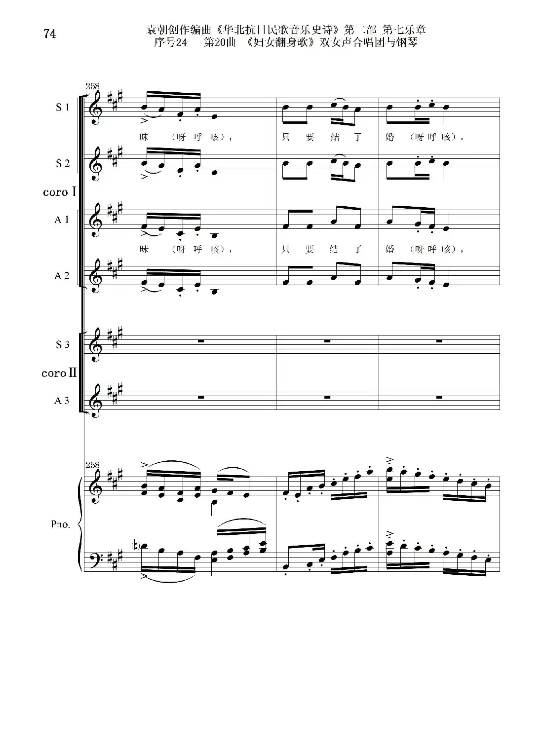 序号24第20曲《妇女翻身歌》双女声合唱团与钢琴