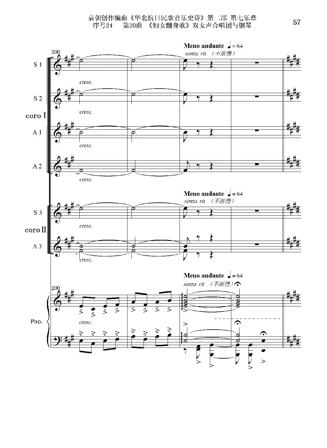 序号24第20曲《妇女翻身歌》双女声合唱团与钢琴