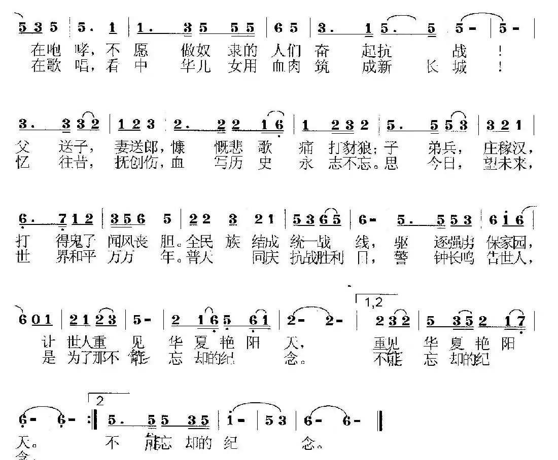 不能忘却的纪念(为抗战胜利70周年而作 )