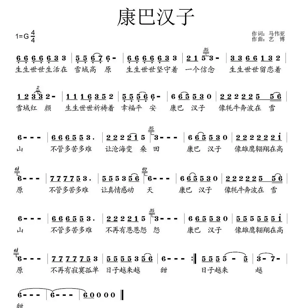 康巴汉子（马伟亚词 艺博曲）