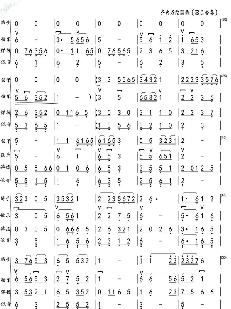 齐白石绘国画(器乐合奏)