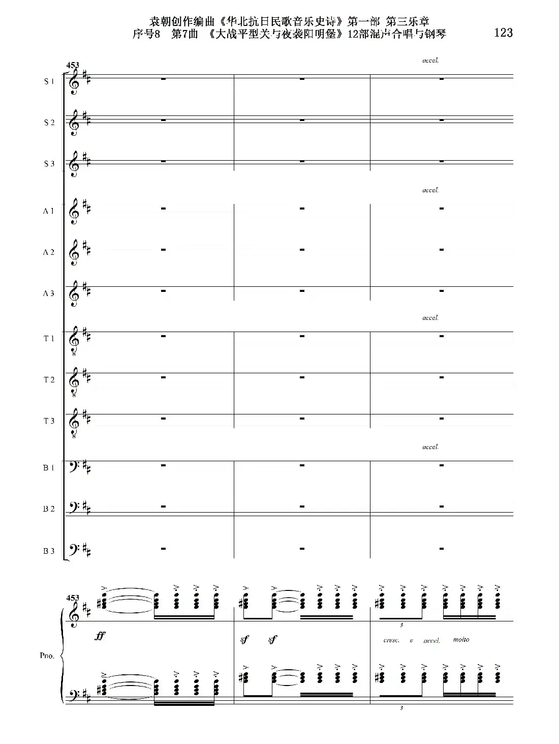 序号8第7曲《大战平型关与夜袭阳明堡》Ⅰ合唱团与钢琴