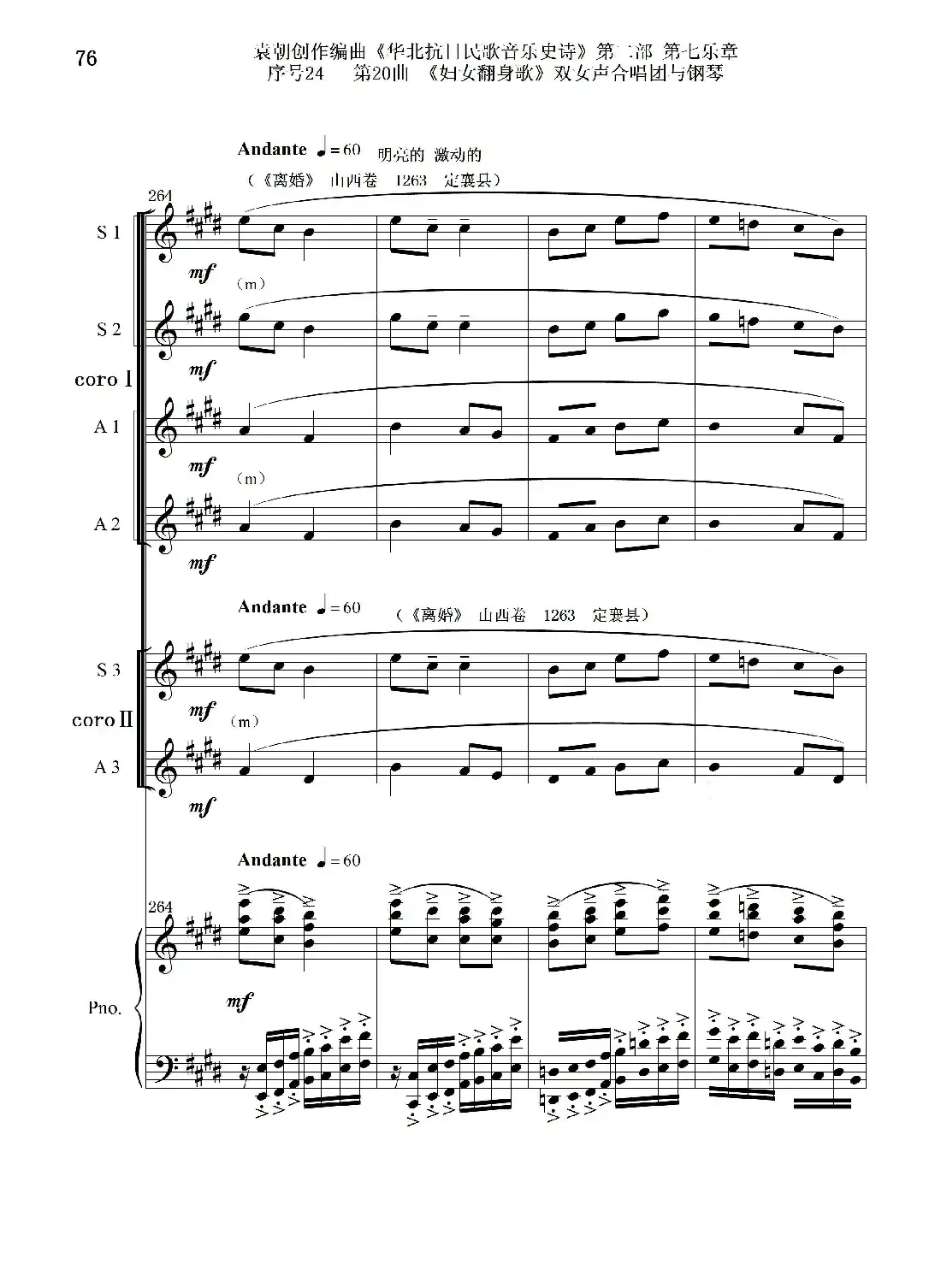 序号24第20曲《妇女翻身歌》双女声合唱团与钢琴