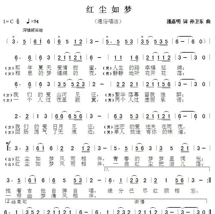 红尘如梦2（潘嘉明词 孙卫东曲）