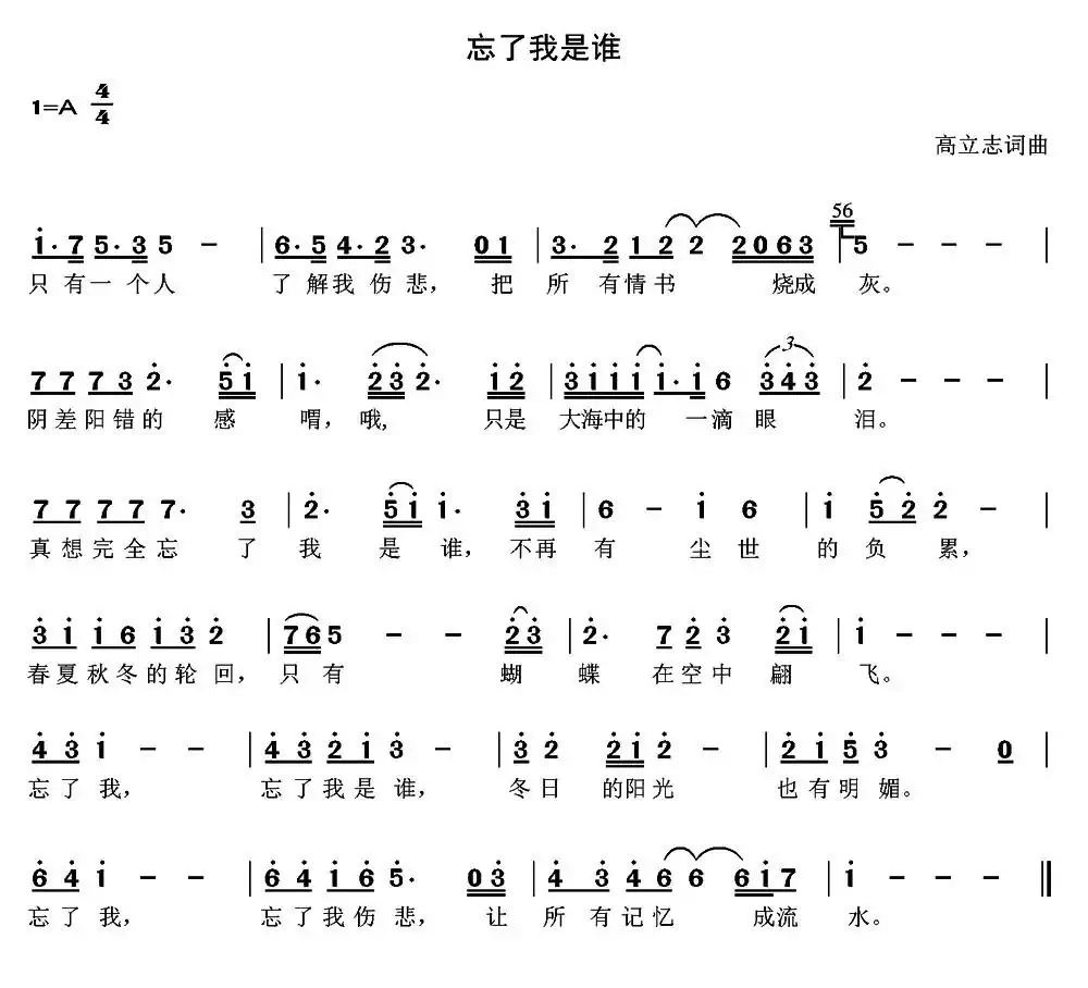 忘了我是谁（高立志 词曲）