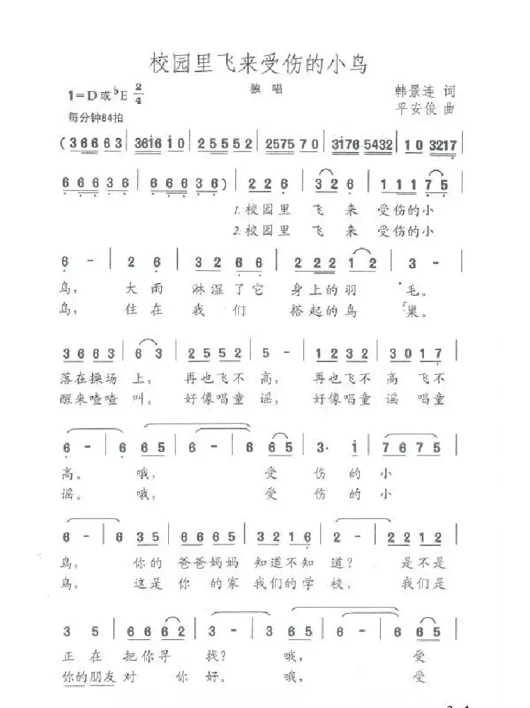 校园里飞来受伤的小鸟