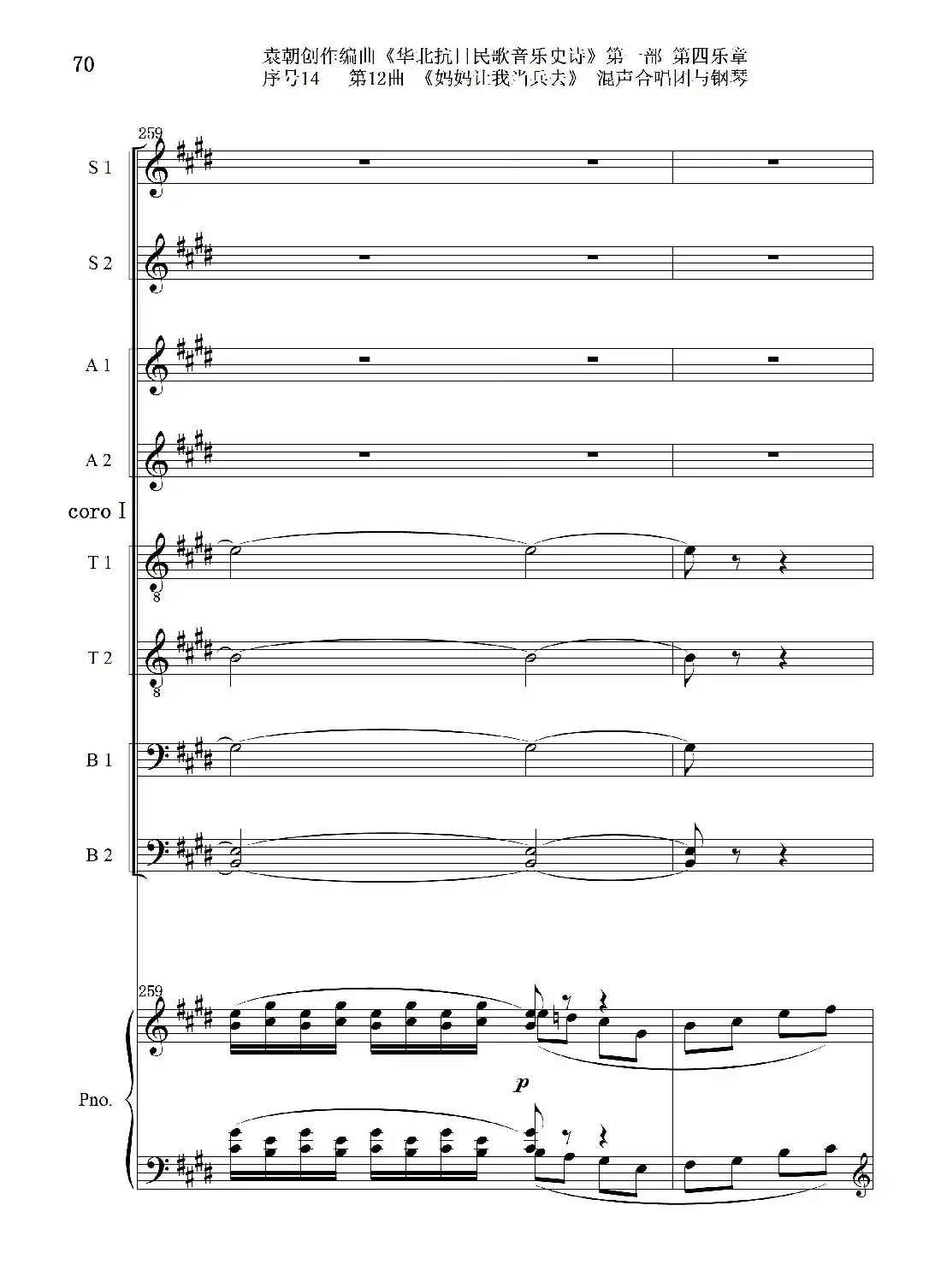 序号14第12曲《妈妈让我当兵去》Ⅰ合唱团与钢琴