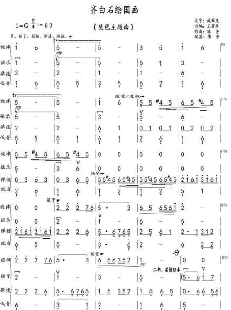 齐白石绘国画（琵琶主题曲）