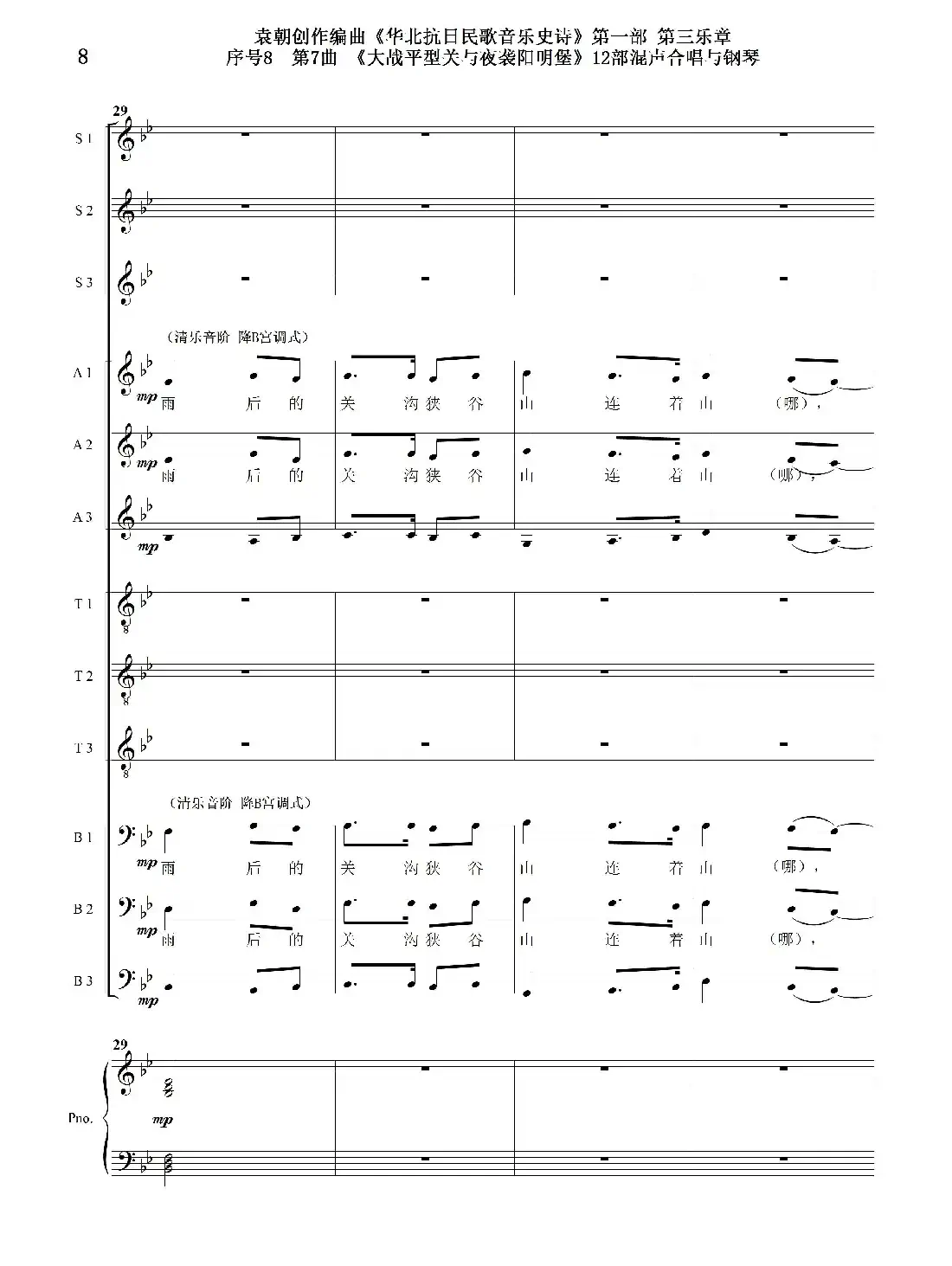 序号8第7曲《大战平型关与夜袭阳明堡》Ⅰ合唱团与钢琴