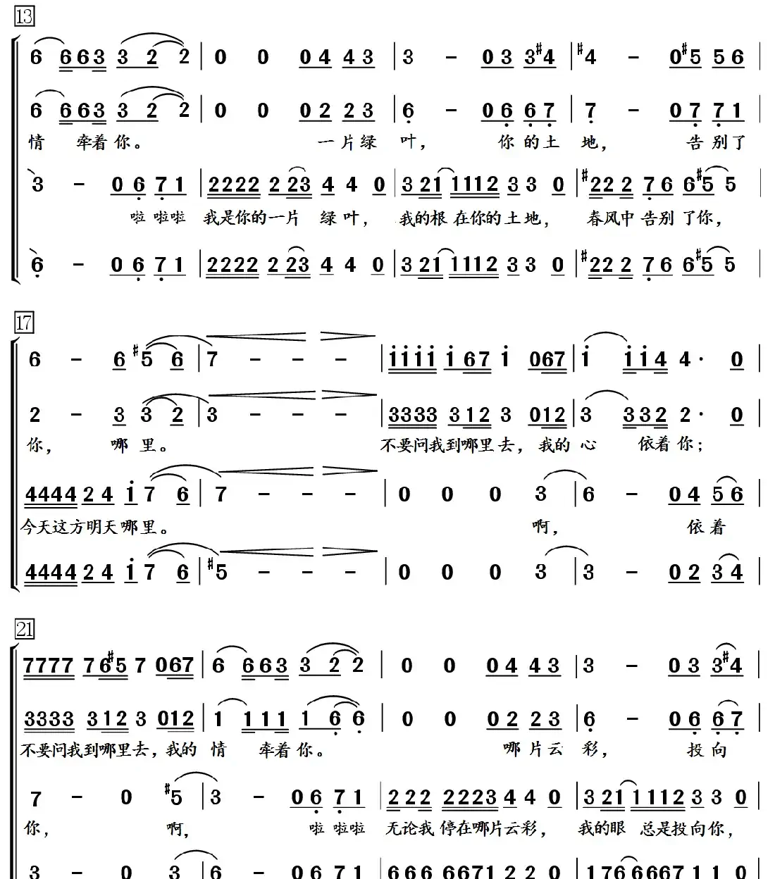 绿叶对根的情意（混声合唱）