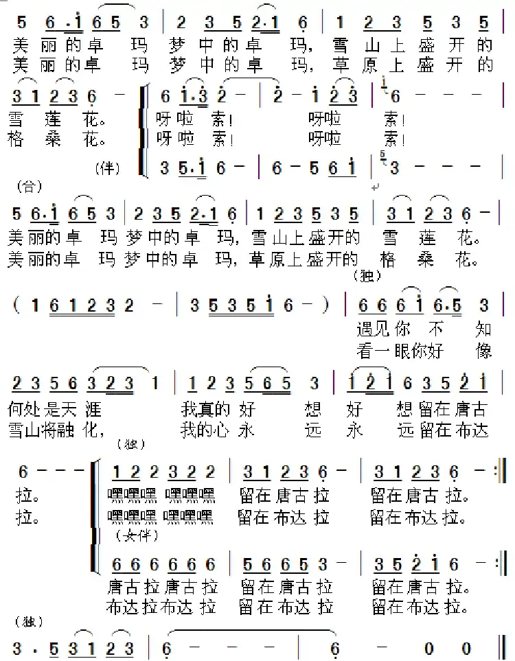梦中的卓玛（汪晓罗词 周善儒曲）（版本二）