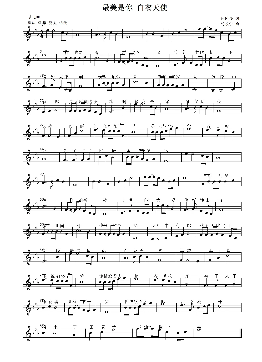 最美是你 白衣天使（孙同兴词 刘敖宁曲）