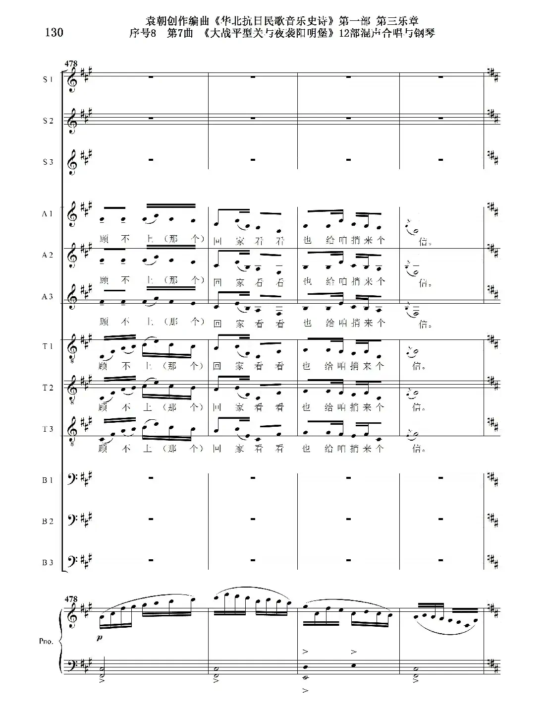 序号8第7曲《大战平型关与夜袭阳明堡》Ⅰ合唱团与钢琴