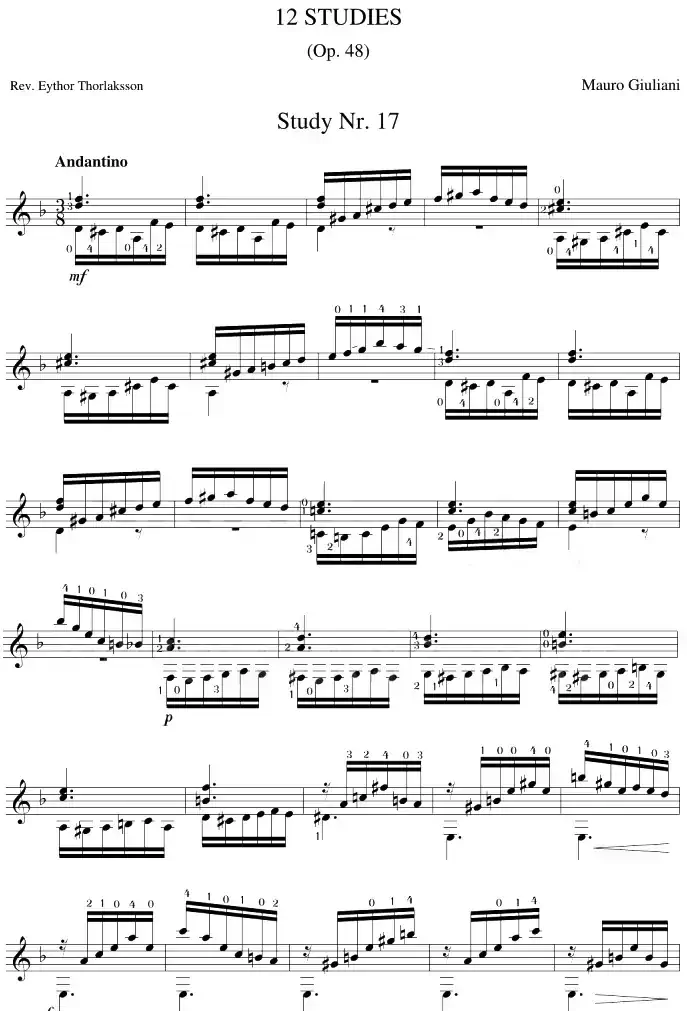 Mauro Giuliani《12 Studies,Op.48》（STUDY 17）