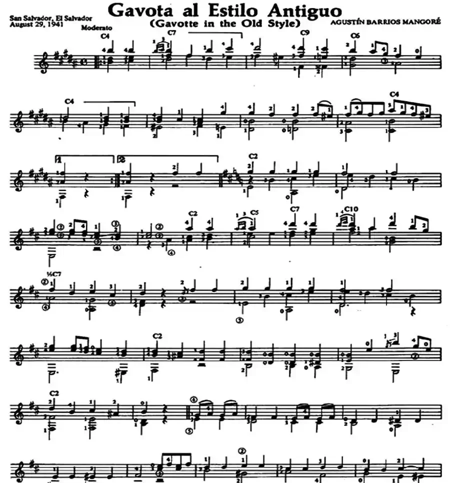 Gavota al Estilo Antiguo（古典吉他）